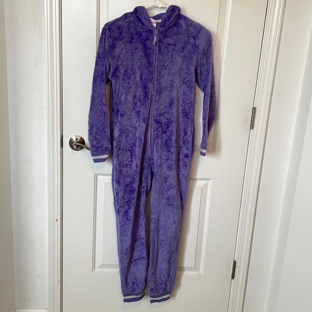 More Than Magic, purple zip-up pajama onesie, size L (10/12)